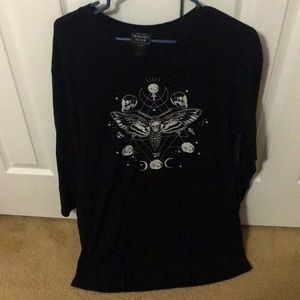 Moth skeleton long sleeve T-shirt dress